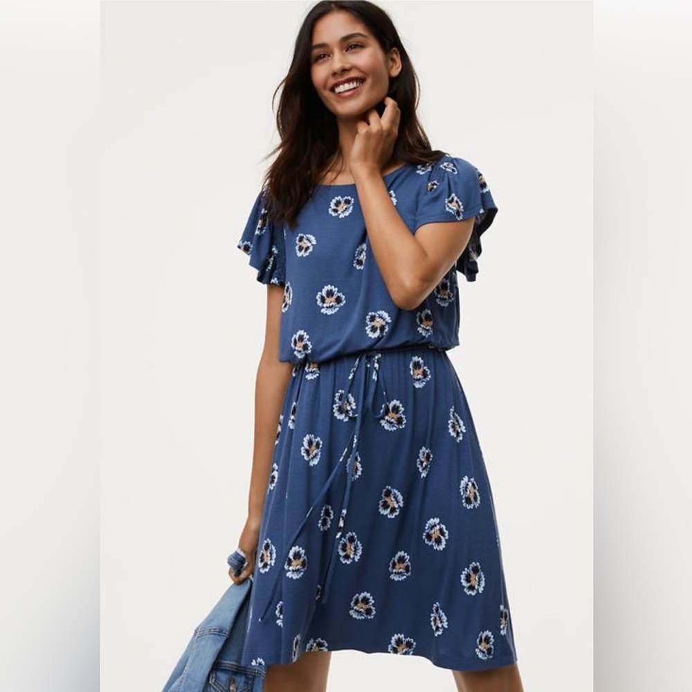 Loft Floral Blue Dress